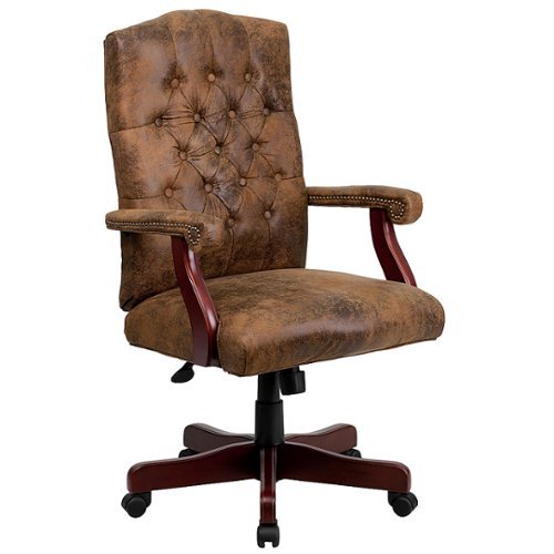 Flash Furniture - Martha Washington Executive Swivel Office Chair with Arms - Bomber Brown Microfiber