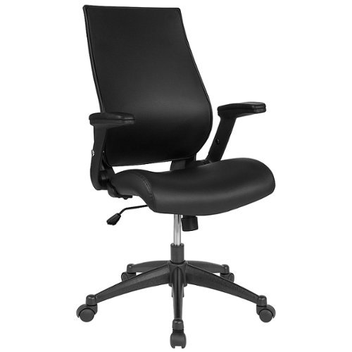 Flash Furniture - High Back LeatherSoft Executive Swivel Office Chair with Molded Foam Seat and Adjustable Arms - Black
