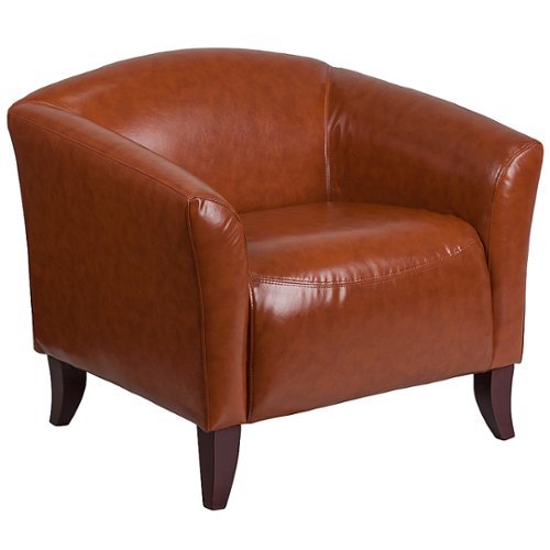 Flash Furniture - Hercules Imperial Series LeatherSoft Chair with Cherry Wood Feet - Cognac