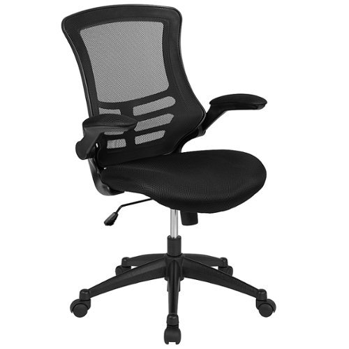 Flash Furniture - Mid-Back Mesh Swivel Ergonomic Task Office Chair with Flip-Up Arms - Black Mesh