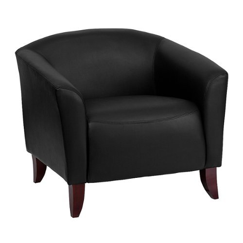 Flash Furniture - Hercules Imperial Series LeatherSoft Chair with Cherry Wood Feet - Black
