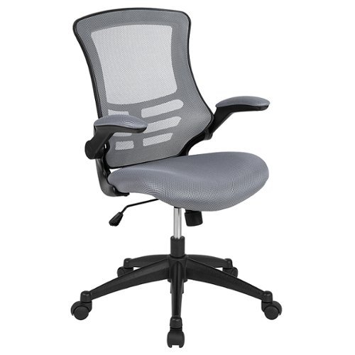 Flash Furniture - Mid-Back Mesh Swivel Ergonomic Task Office Chair with Flip-Up Arms - Dark Gray Mesh