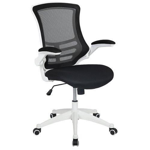 Flash Furniture - Mid-Back Mesh Swivel Ergonomic Task Office Chair with Flip-Up Arms - Black Mesh/White Frame