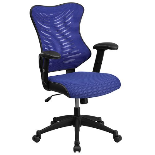 Flash Furniture - High Back Designer Mesh Executive Swivel Ergonomic Office Chair with Adjustable Arms - Blue Mesh