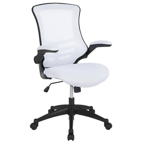 Flash Furniture - Mid-Back Mesh Swivel Ergonomic Task Office Chair with Flip-Up Arms - White Mesh