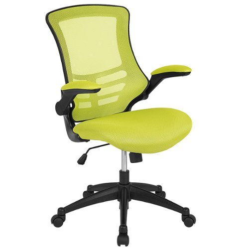 Flash Furniture - Mid-Back Mesh Swivel Ergonomic Task Office Chair with Flip-Up Arms - Green Mesh