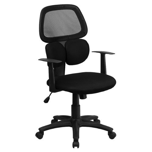 Flash Furniture - Mid-Back Mesh Swivel Task Office Chair with Flexible Dual Lumbar Support and Arms - Black