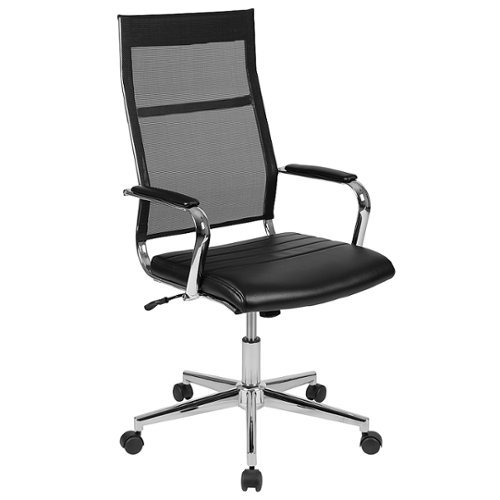 Flash Furniture - High Back Mesh Contemporary Executive Swivel Office Chair with LeatherSoft Seat - Black
