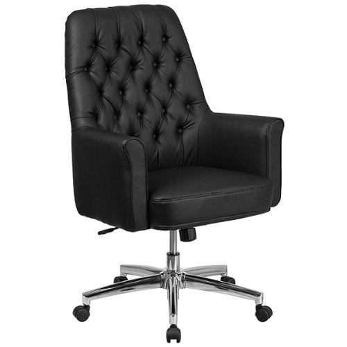 Flash Furniture - Hansel Traditional Mid-Back Traditional Tufted LeatherSoft Executive Swivel Office Chair - Black