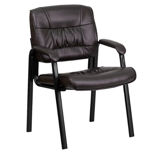 Flash Furniture - Haeger  Contemporary Leather/Faux Leather Side Chair - Upholstered - Brown LeatherSoft/Black Frame