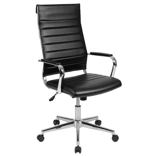

Flash Furniture - Hansel Contemporary Leather/Faux Leather Executive Swivel Ribbed High Back Office Chair - Black