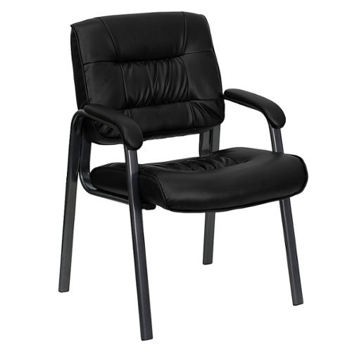 Flash Furniture - Haeger  Contemporary Leather/Faux Leather Side Chair - Upholstered - Black LeatherSoft/Titanium Gray Frame
