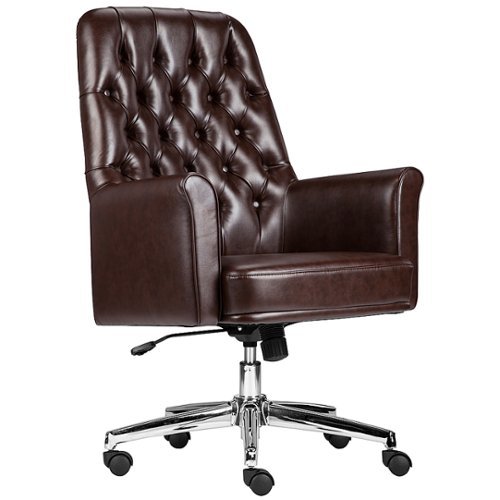 Flash Furniture - Hansel Traditional Mid-Back Traditional Tufted LeatherSoft Executive Swivel Office Chair - Brown