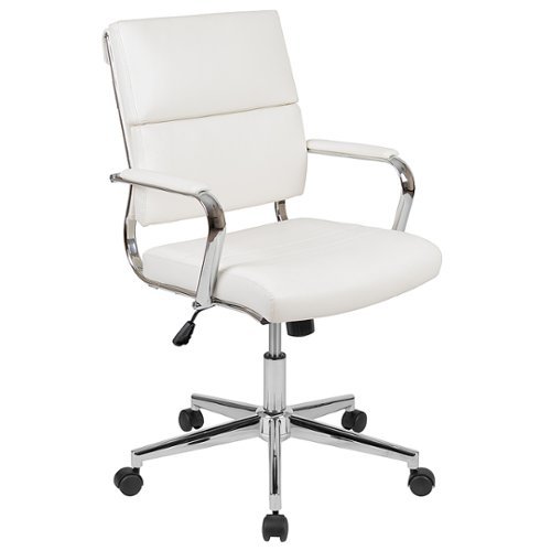 

Flash Furniture - Hansel Contemporary Leather/Faux Leather Panel Executive Swivel Mid-Back Office Chair - White