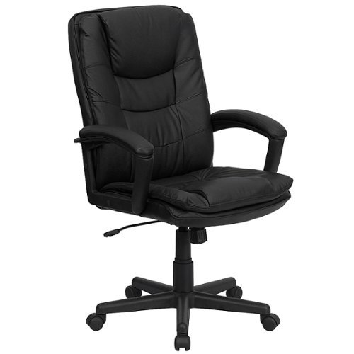 Flash Furniture - High Back Leather Executive Swivel Office Chair with Layered Padded Seat and Arms - Black