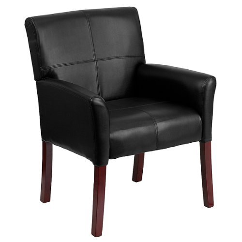 Flash Furniture - Taylor  Contemporary Leather/Faux Leather Side Chair - Upholstered - Black