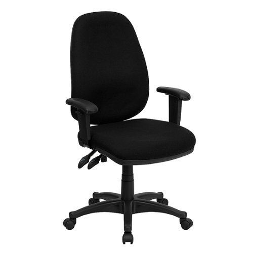 Flash Furniture - High Back Fabric Executive Swivel Ergonomic Office Chair with Adjustable Arms - Black