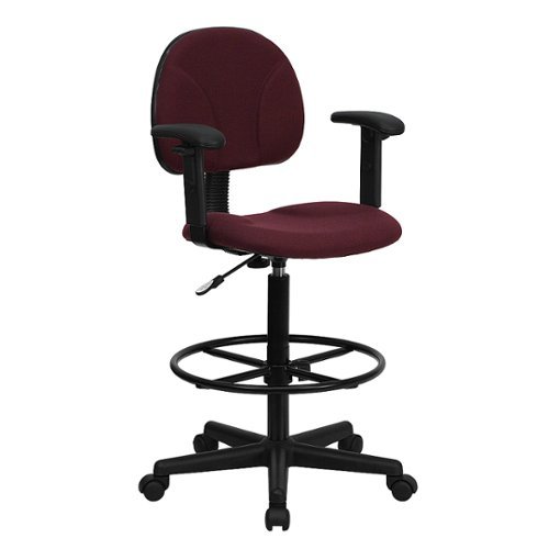 

Flash Furniture - Bruce Contemporary Fabric Drafting Chair with Arms - Burgundy