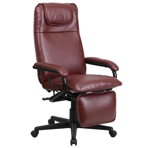 Flash Furniture - High Back LeatherSoft Executive Reclining Ergonomic Swivel Office Chair with Arms - Burgundy