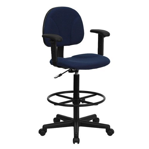 Photos - Computer Chair Flash Furniture  Bruce Contemporary Fabric Drafting Stool - Navy Blue Pat 