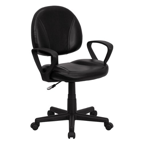 Flash Furniture - Mid-Back LeatherSoft Swivel Ergonomic Task Office Chair with Back Depth Adjustment and Arms - Black