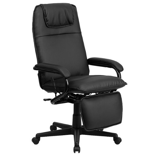 Flash Furniture - High Back LeatherSoft Executive Reclining Ergonomic Swivel Office Chair with Arms - Black
