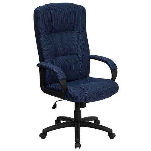 Flash Furniture - High Back Leather and Mesh Swivel Task Office Chair with Arms - Black