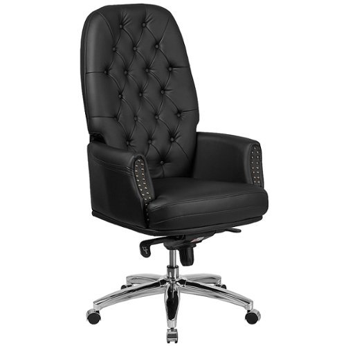 

Flash Furniture - Hansel Traditional High Back Tufted LeatherSoft Multifunction Ergonomic Office Chair w/Arms - Black