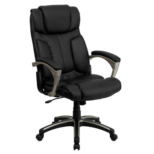 

Flash Furniture - Hansel Contemporary Leather/Faux Leather Executive Swivel Office Chair - Black