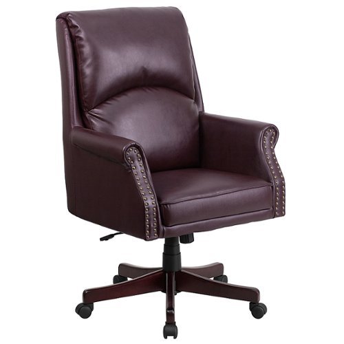Flash Furniture - High Back Pillow Back LeatherSoft Executive Swivel Office Chair with Arms - Burgundy