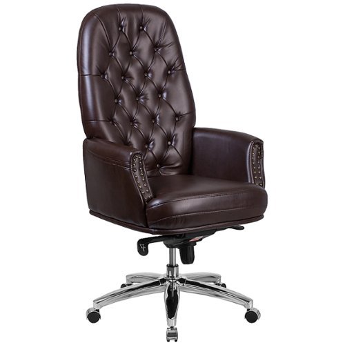 Alamont Home - Hansel Traditional Leather/Faux Leather Executive Swivel Office Chair - Brown