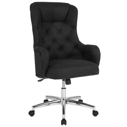 Flash Furniture - Chambord Home and Office Diamond Patterned Button Tufted Upholstered High Back Office Chair - Black Fabric