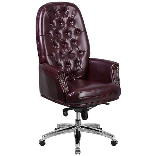 Alamont Home - Hansel Traditional Leather/Faux Leather Executive Swivel Office Chair - Burgundy
