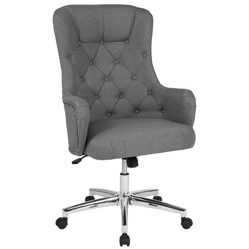 Flash Furniture - Chambord Home and Office Diamond Patterned Button Tufted Upholstered High Back Office Chair - Light Gray Fabric