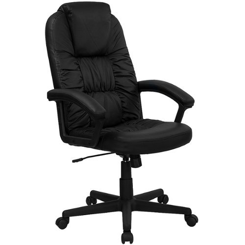 Flash Furniture - High Back LeatherSoft Soft Ripple Upholstered Executive Swivel Office Chair with Padded Arms - Black