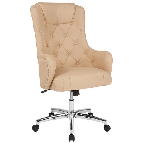 Flash Furniture - Chambord Home and Office Diamond Patterned Button Tufted Upholstered High Back Office Chair - Beige Fabric