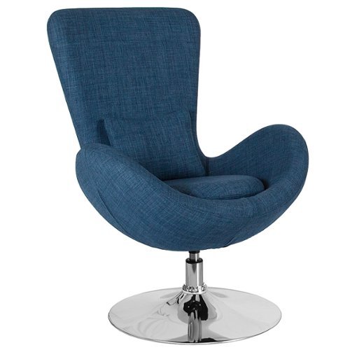 Flash Furniture - Egg Series Side Reception Chair with Bowed Seat - Blue Fabric