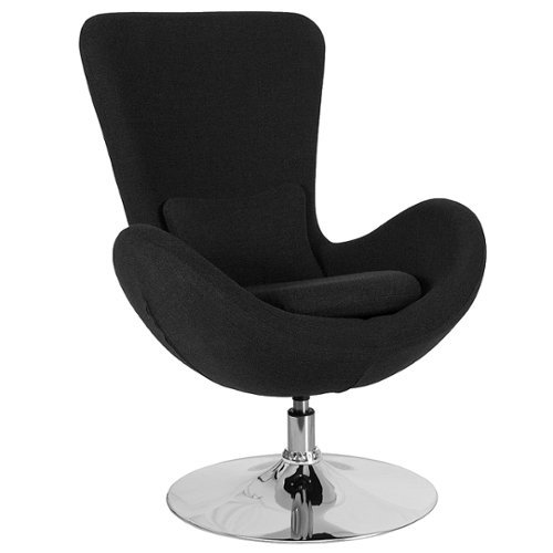 Flash Furniture - Egg Series Side Reception Chair with Bowed Seat - Black Fabric