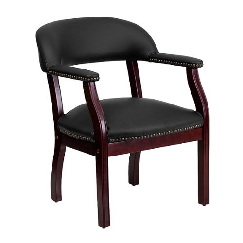 Image of Flash Furniture - Diamond Traditional Leather/Faux Leather Side Chair - Upholstered - Black LeatherSoft