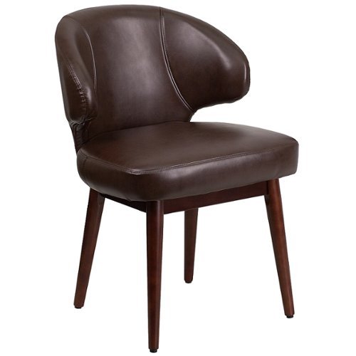 Flash Furniture - Comfort Back  Contemporary Leather/Faux Leather Side Chair - Upholstered - Brown LeatherSoft