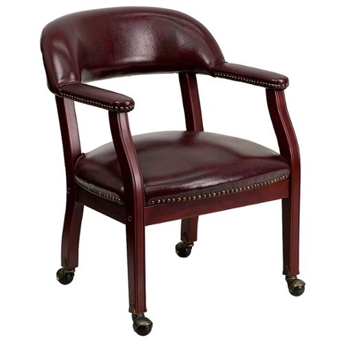 Alamont Home - Sarah Traditional Vinyl Side Chair - Upholstered - Oxblood Vinyl-Front_Standard 