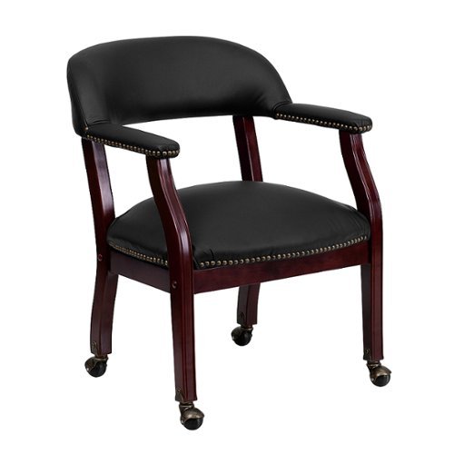 

Flash Furniture - Diamond Traditional Leather/Faux Leather Side Chair - Upholstered - Black LeatherSoft