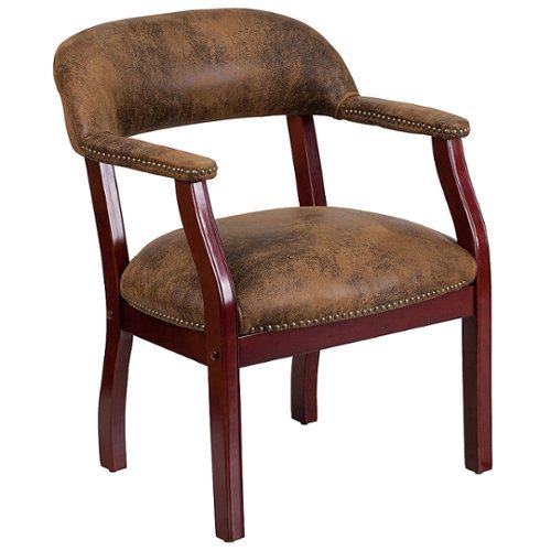 Image of Flash Furniture - Diamond Traditional Fabric Side Chair - Upholstered - Bomber Jacket Brown Microfiber