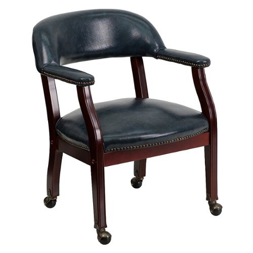 Flash Furniture - Sarah  Traditional Vinyl Side Chair - Upholstered - Navy Vinyl