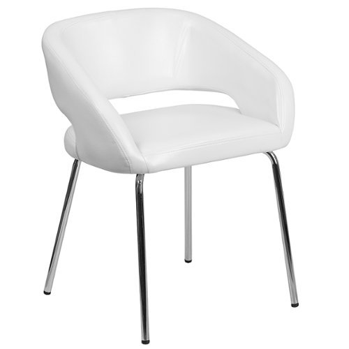 Flash Furniture - Fusion Series Contemporary LeatherSoft Side Reception Chair with Chrome Legs - White