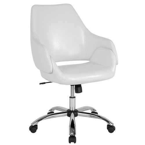 

Flash Furniture - Madrid Contemporary Leather/Faux Leather Executive Swivel Office Chair - White LeatherSoft