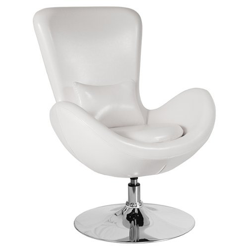 Flash Furniture - Egg Series Side Reception Chair with Bowed Seat - White LeatherSoft