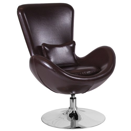 Flash Furniture - Egg Series Side Reception Chair with Bowed Seat - Brown LeatherSoft