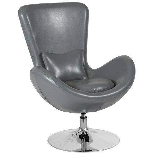 Flash Furniture - Egg Series Side Reception Chair with Bowed Seat - Gray LeatherSoft