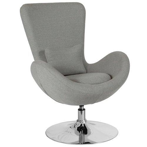 Flash Furniture - Egg Series Side Reception Chair with Bowed Seat - Light Gray Fabric